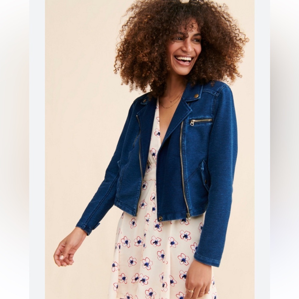 Anthropologie Pilcro & The Letterpress Blue Soft Denim Zip Up Jacket